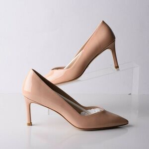Stuart Weitzman Womens Anny 70 Pumps Heels Patent Leather Beige Nude 37 6.5 .